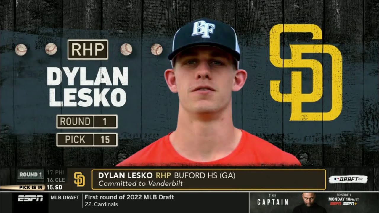 Padres Draft RHP Dylan Lesko (Vanderbilt Commit) with 15th pick in 2022