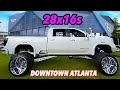 28x16s IN DOWNTOWN ATLANTA!! Lifted 2020 GMC on 28x16s and 12" FTS Lift | Amani Forged Car Show