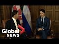 Canadian PM Justin Trudeau welcomes Dutch PM Mark Rutte to Ottawa
