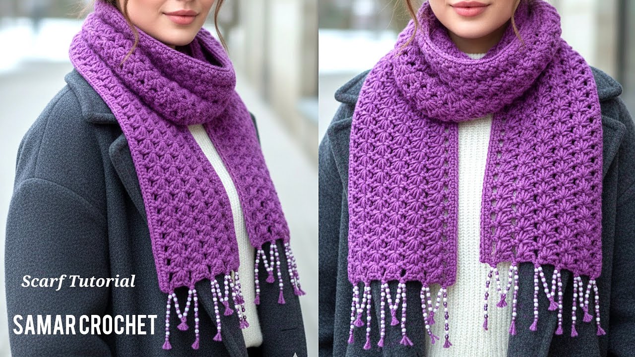 كروشيه_اجمل واسرع كوفيه حريمى| سهلة للمبتدءين_بغرزة النجمة ⭐how to crochet star stitch step by step 