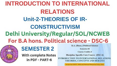 Unit-2 - Constructivism- INTRODUCTION TO INTERNATIONAL RELATIONS| B.A hons Pol. Sci.| Sem.2- PART-3
