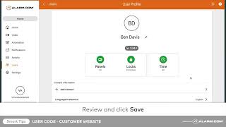 How to Set Up an Alarm.com User Code (Web Dashboard)