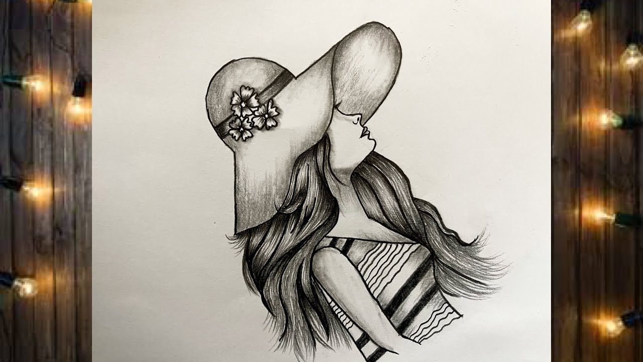 How to draw a girl with hat for beginners Easy Girl drawing with Hat