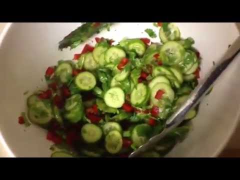 Cucumber, Cilantro and Red Bell Pepper Salad