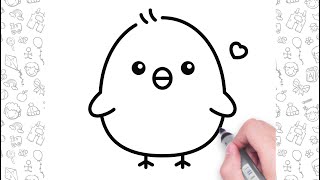🐤Easy Chick Drawing Step by Step | Cute Animal Drawings For Kids❤️