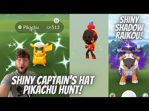 ✨Shiny Captain’s Hat Pikachu Hunt In Pokemon Go! Charcadet and Shiny Shadow Raikou In Pokemon Go!✨
