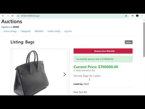 Commerce CS50 project 2