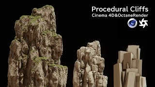 stylized procedural cliff C4D