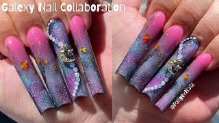 GALEXY NAILS| BEGINNER NAIL ART| BEGINNER ACRYLIC APPLICATION