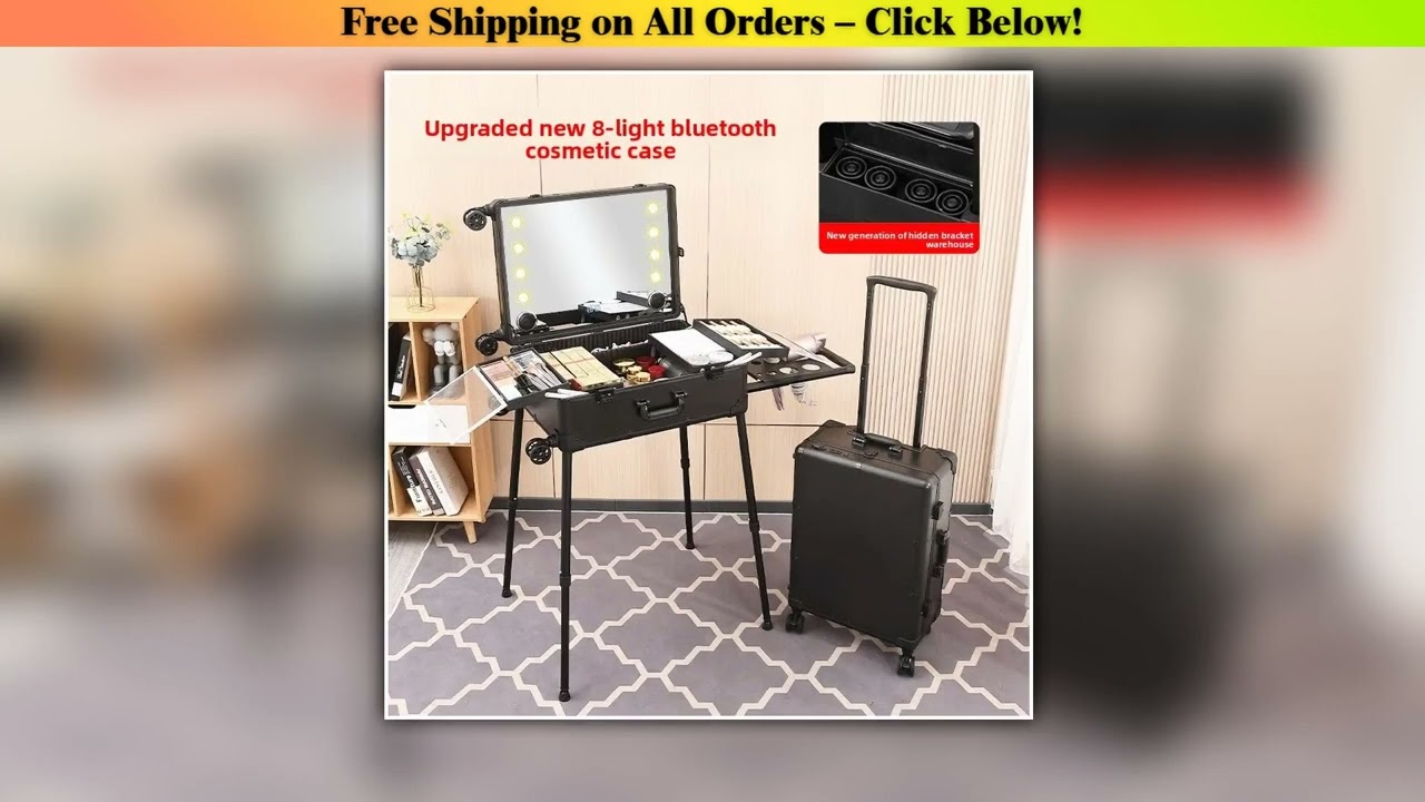 Makeup Case Professional Follower Pull Rod with LED Light Hidden Bracket 22 Inch 24 Inch Makeup