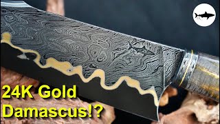 Forging a 🌟Gold🌟 Damascus Chef Knife!