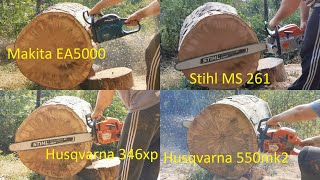 Battle for 50cc class King  Husqvarna 550MK2, 346xp, Stihl MS 261, Makita/Dolmar EA5000