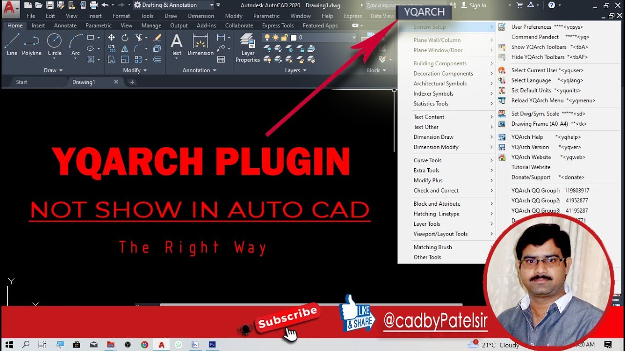 Yqarch plugin and toolbar not showing in Autocad yqarch plugin not