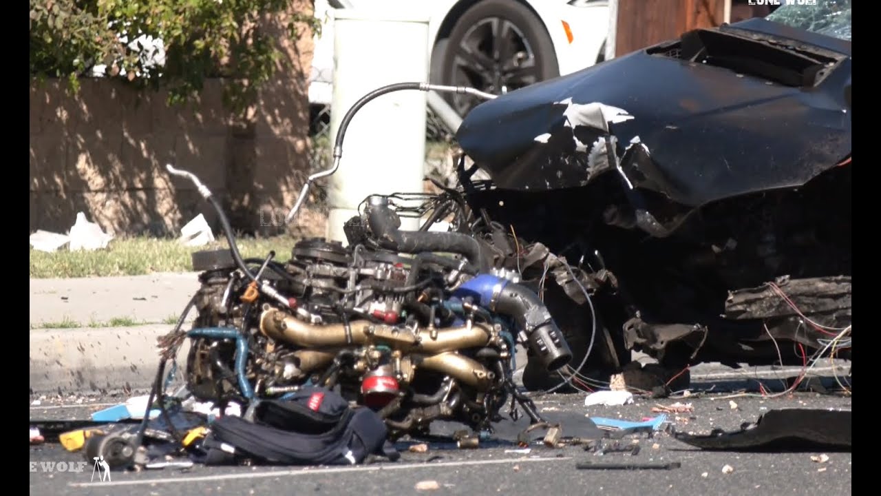 RIVERSIDE | Car Destroyed After Slamming Into Brick Wall (DOOR BELL CAMERA AT THE END)