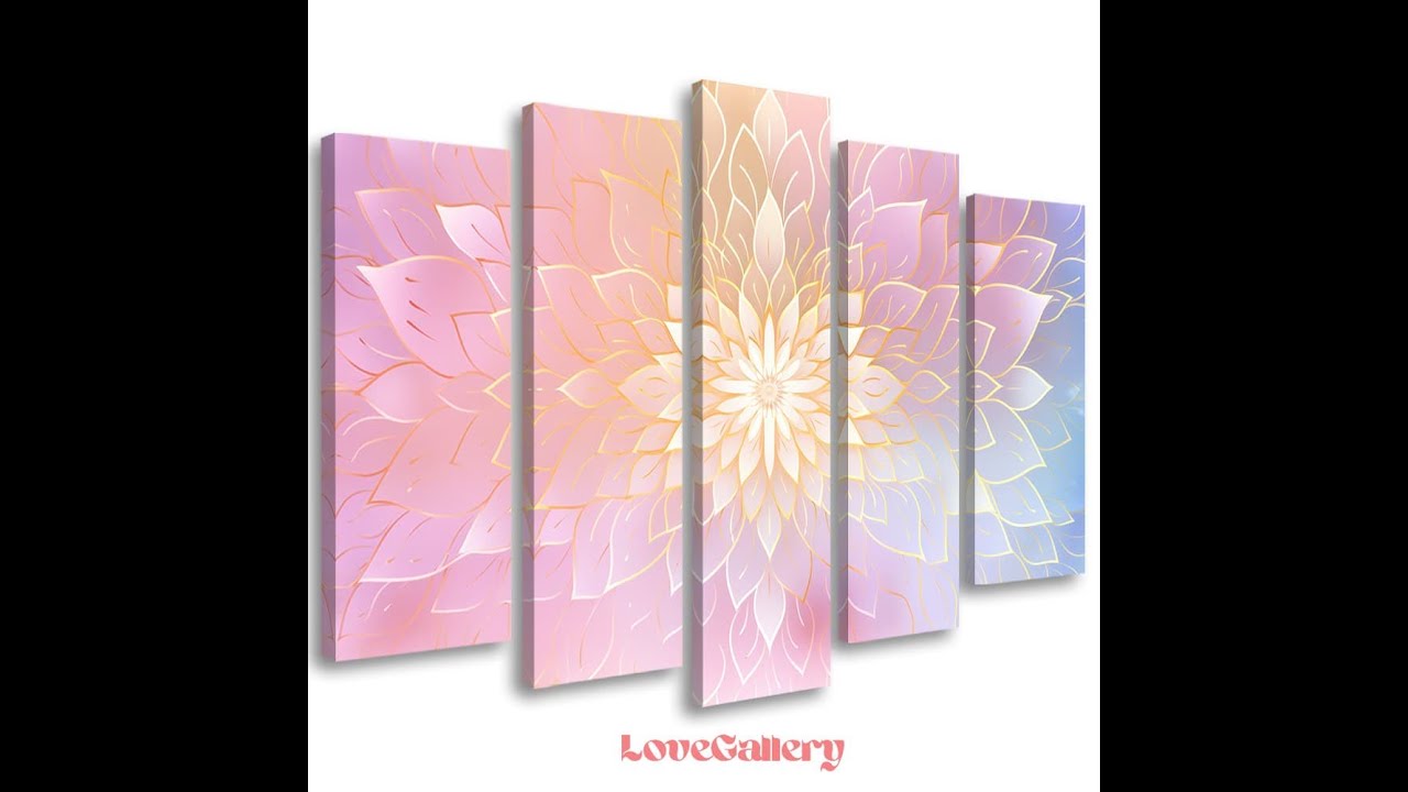 🎨 Tableau mandala pastel doré rose - Tableau mandala élégant