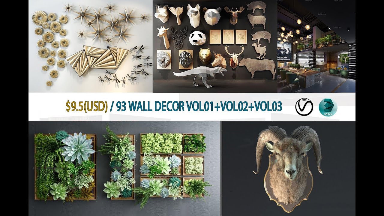 93 WALL DECORS - 3DS MAX MODELS DOWNLOAD - YouTube