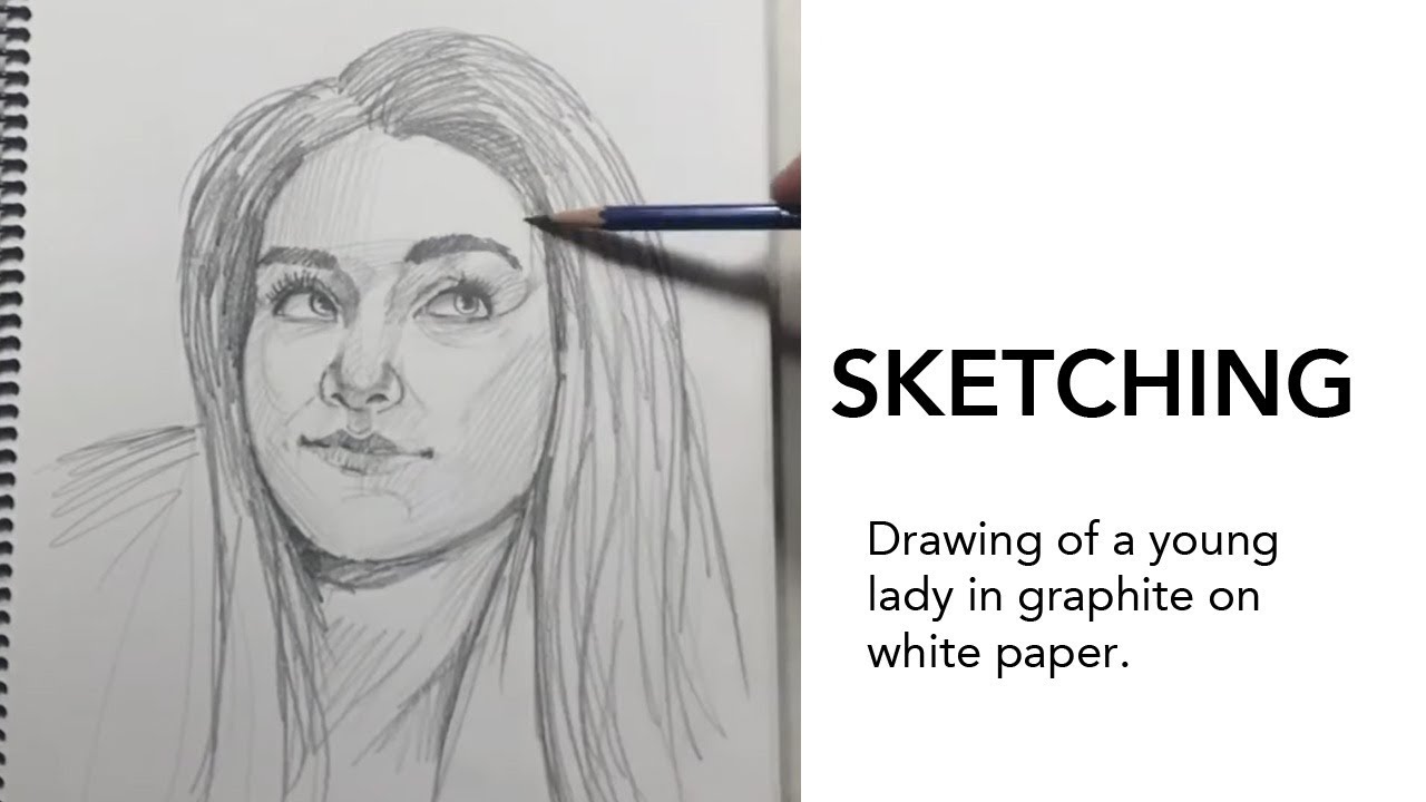 Sketch of a young woman (mostly) straight on