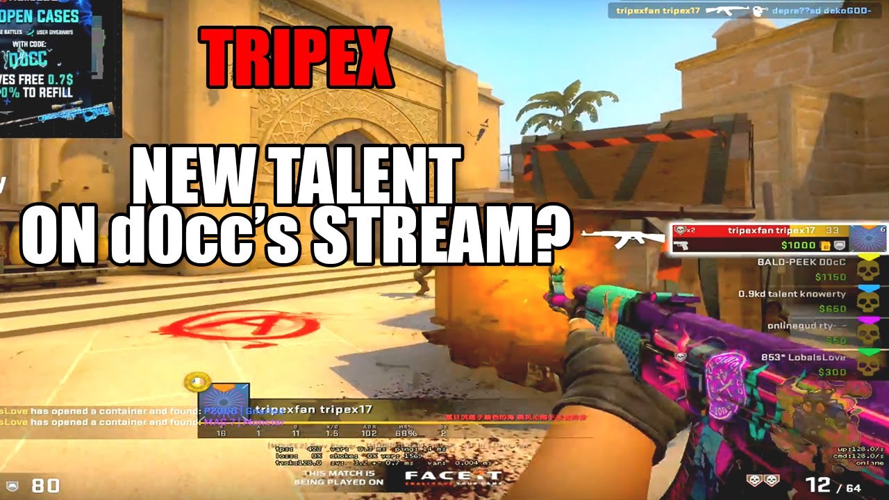 tripex CRAZY Outplay On d0cc's Stream | CS:GO Stream Highlights