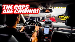 RUNNING FROM THE COPS WHILE ILLEGALLY TAKING THE SHOULDER FOR MILES *WE ESCAPED*