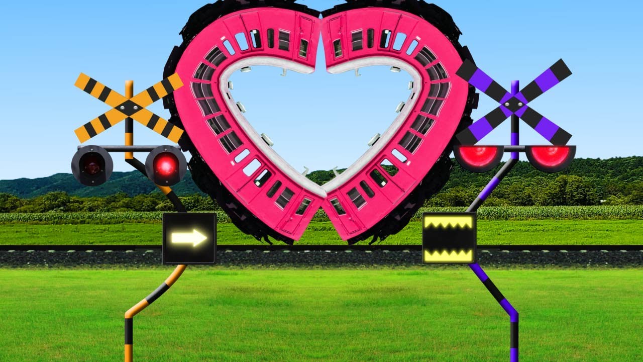 Railroad crossings and trains transforming each other - YouTube