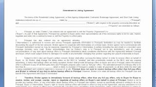 Realtor Training Amendment To Listing Agreement