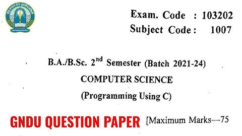 Gndu BA / Bsc 2nd Semester Computer Science Question Paper | Ba / Bsc 2nd Sem Computer Science Paper