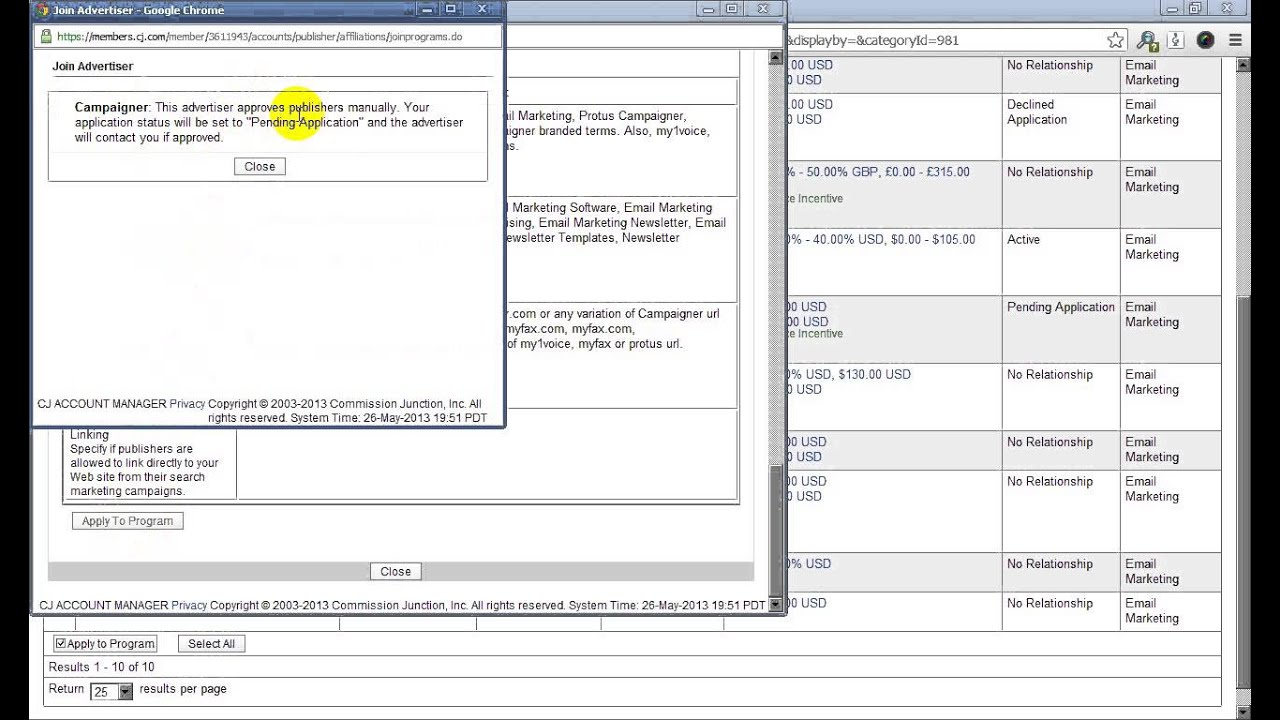 How to Apply for Affiliate Advertiser Links on Commission Junction