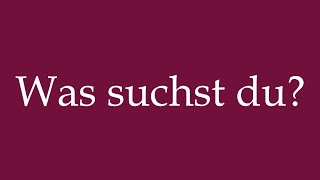 How To Pronounce Was Suchst Du What Are You Looking For? Correctly In German