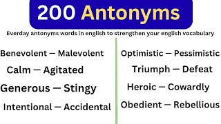 200 Antonyms In English  Opposite Words Vocabulary For Beginners To Advanced 