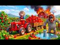 Monkey NaNa’s Strawberry Harvest Turns CHAOTIC as the Barn Catches FIRE & a Kind Thief Come to Help!