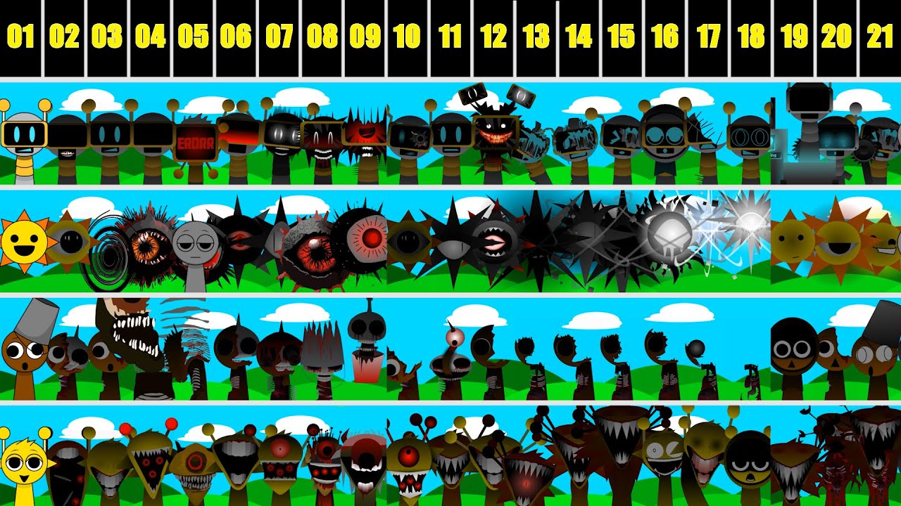 Incredibox Sprunki all in one ( Mr. Sun, Brud, Fun Bot, Simon ) 21 Phase  ... Super new