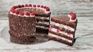 Incredibly delicious RASPBERRY CHOCOLATE cake! Melts in mouth! Without gelatin!