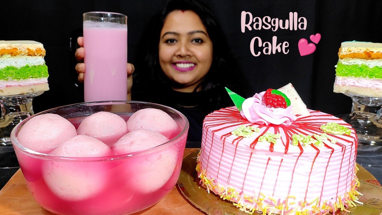 Thank you for 15k FAM | ASMR Eating Strawberry Cake, Pink Rasgulla