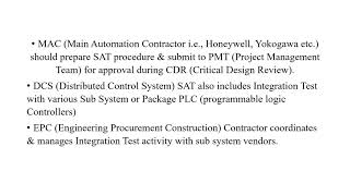 SAT SITE ACCEPTANCE TEST PROCEDURE IN INDUSTRY