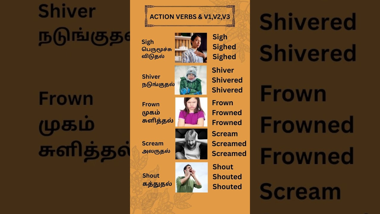 Action verbs in three forms