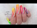 Summer neon ombre nail art with the bling.