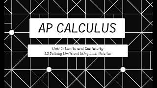 Defining Limits and Using Limit Notation (AP Calculus 1.2)