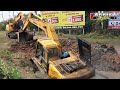 สุดsะทึกJCB 145W พระเอกสุดหล่อ ล้อยางมาช่วยกู้ KOMATSU PC200-6 ที่กำลังจมน้ำ งานนี้สาหัส