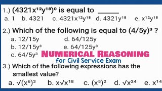 Numerical Reasoning for Civil Service Exam: Law of Exponents