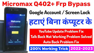 Micromax Q402+ Frp Unlock Bypass Google Account Screen Lock Break Without PC🔥 200% Working New Trick