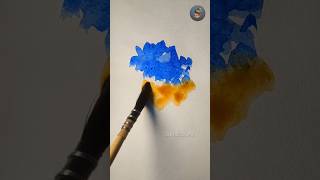 Blue & Yellow Watercolor Blend Magic 💙💛 | Satisfying Painting #Shorts