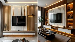 Modern Contemporary TV Wall Designs with Lighting: Stone Features, Minimalist Cabinets & Style Ideas