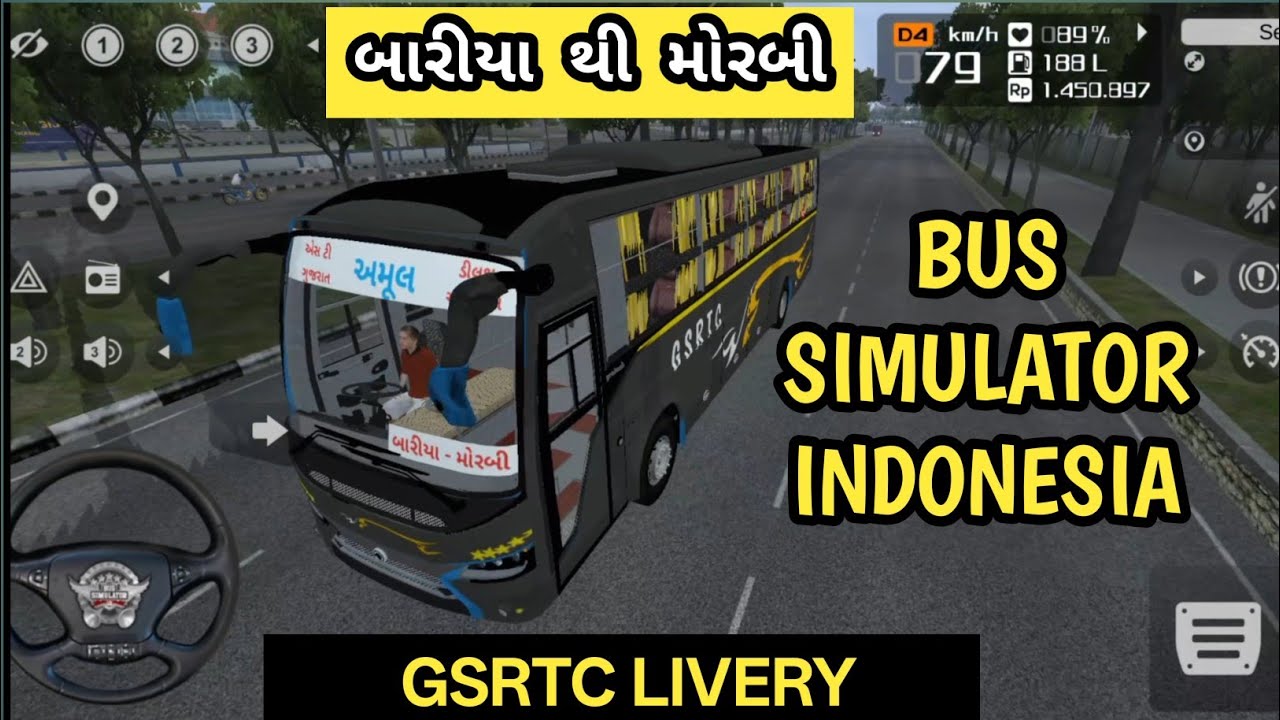 Bariya થી Morbi GSRTC ST Livery Gameplay | Bus Simulator Indonesia Gujarati 