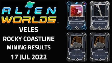 Alien Worlds Gameplay - Mining Trilium (TLM) with 1 St Drill + 2 ExoGloves, Veles Rocky Coastline