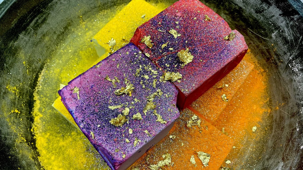 Dyed blocks X holi powder gym chalk Crush | ASMR | anxiety relief - YouTube