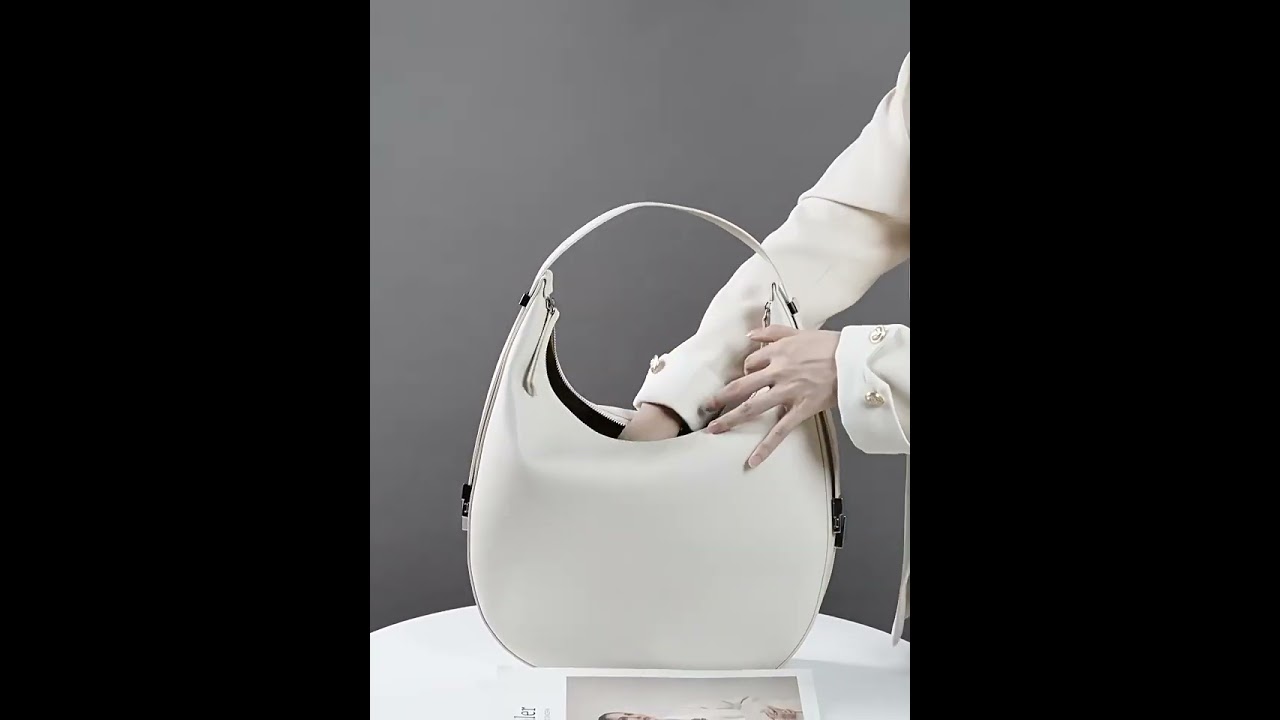 Elegant Genuine Leather Half-Circle Shoulder Bag for Women – Handheld or Shoulder Carry