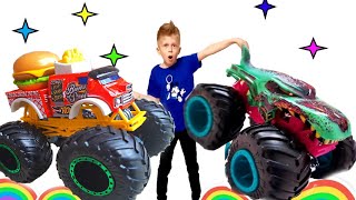 MONSTER TRUCKS toys Hot Wheels 2022 \ kids comedy video Play in the Mud