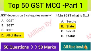50 Important Gst Mcqgoods And Services Taxgst Mcqs