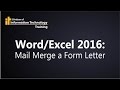 Microsoft Word/Excel: Mail Merge a Form Letter