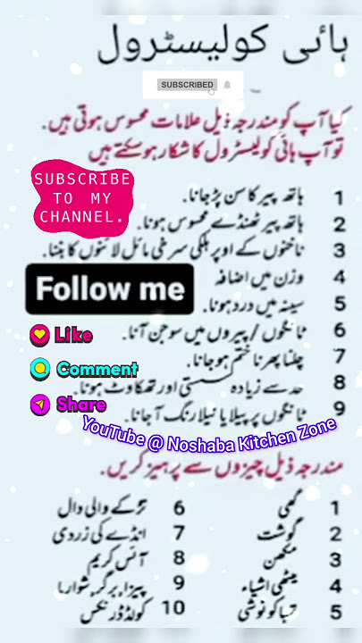 High Cholesterol Level Symptoms in Urdu #highcholesterol #cholesterol #symptoms #urdu #noshaba